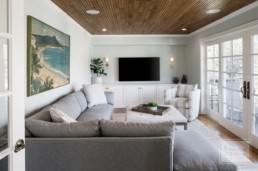 Minnetonka custom living room of lakeside property custom built by Gordon James