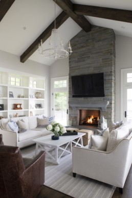 A luxury living room in a Gordon James lakeside home in Crystal Bay in Minnetonka, Minnesota.